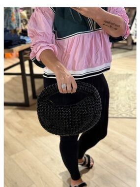 Millie Woven Round Handbag - Black. Brand New, Never Worn.